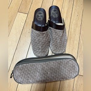 Dior logo leather suede mules flats loafers slippers